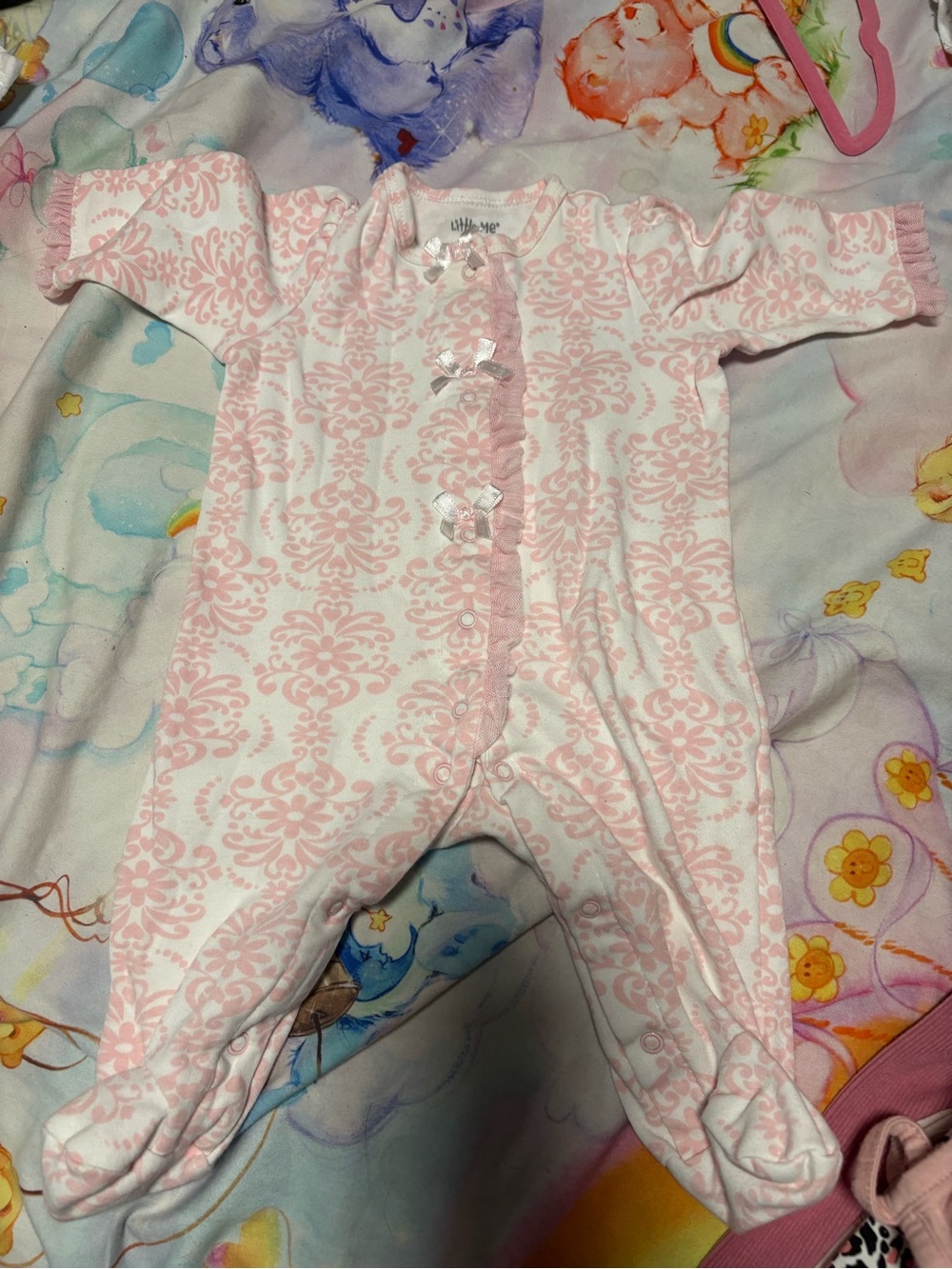 7/$30 Little Me Pink Floral Print Footed One-Piece